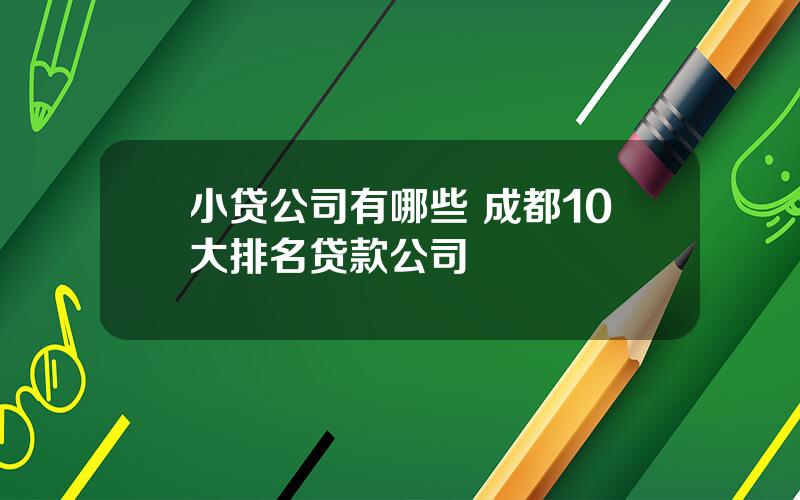 小贷公司有哪些 成都10大排名贷款公司